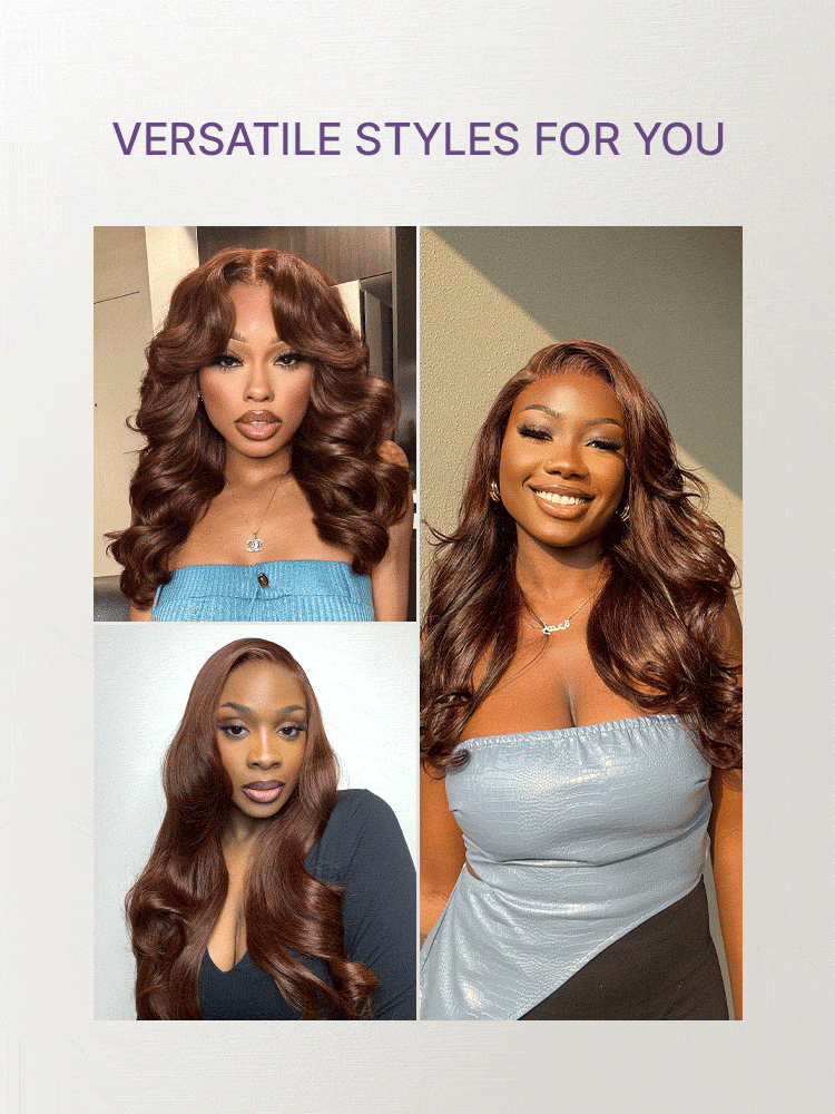 Rich Chocolate Brown Silky Straight 180% Density Glueless 13x4 Lace Frontal Wig Pre-Cut Lace-31