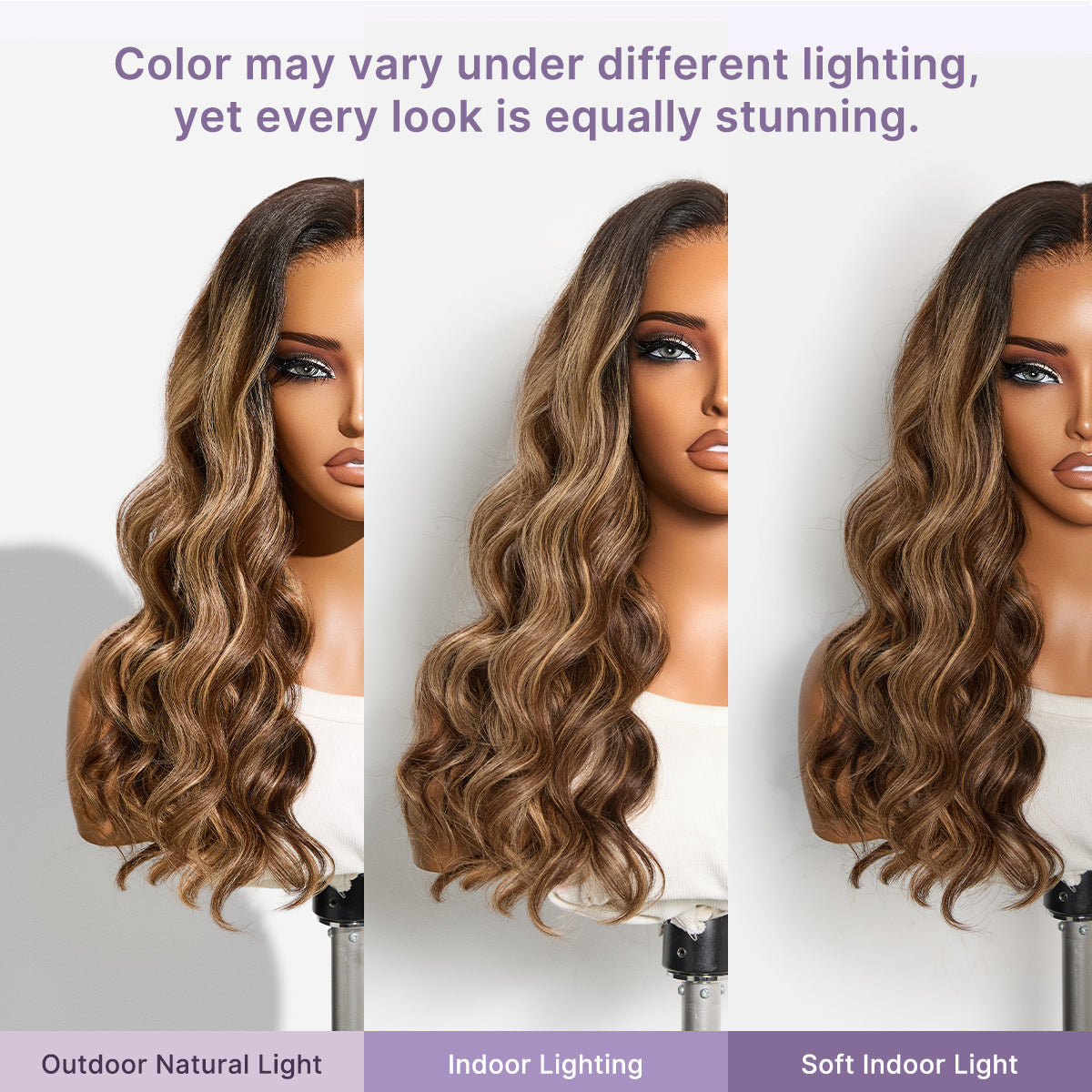 Halo Hair Style All-Day Comfort Wig 180% Density PartingMax Glueless 7x6 Closure HD Lace Blonde Highlight Loose Wave Wig Pre-Cut Lace