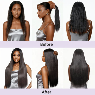 Silky Straight 0.59mm Zero Trace Invisible Clip in Hair Extensions 100g 7pcs / 6pcs Seamless Blend & Lightweight for Daily Styling
