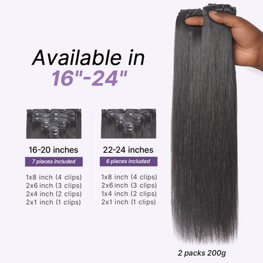 Yaki Straight 0.59mm Zero Trace Invisible Clip in Hair Extensions 100g 7pcs / 6pcs Seamless Blend & Lightweight for Daily Styling