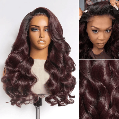 Halo Hair Style All-Day Comfort Wig 180% Density Rich Dark Plum Loose Body Wave PartingMax Glueless 7x6 Closure HD Lace Wig Pre-Cut Lace
