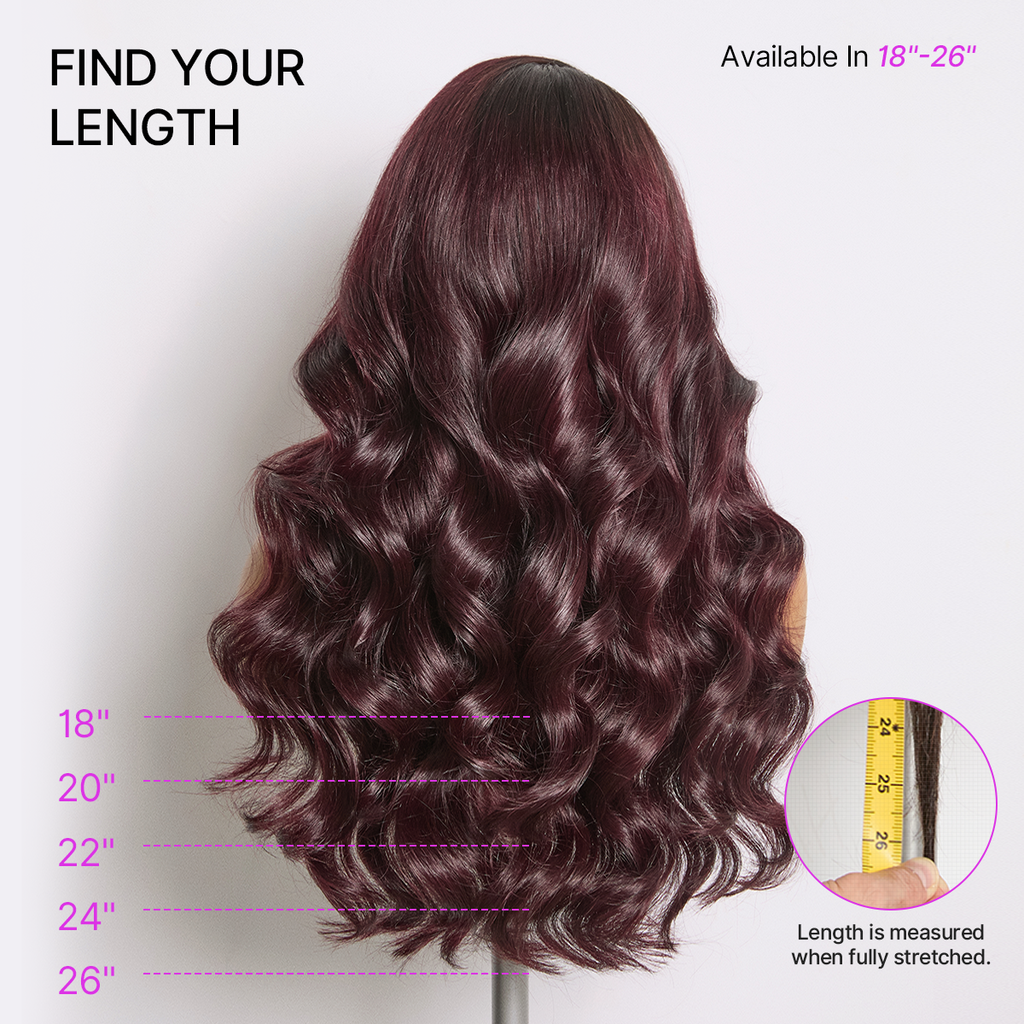 Halo Hair Style All-Day Comfort Wig 180% Density Rich Dark Plum Loose Body Wave PartingMax Glueless 7x6 Closure HD Lace Wig Pre-Cut Lace