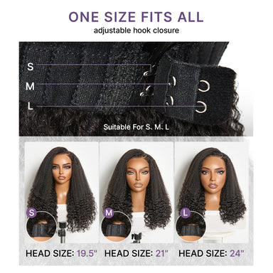 Halo Hair Style All-Day Comfort Wig PartingMax Natural Black Kinky Straight to Curly 7x6 Closure HD Lace Glueless Wig Pre Cut Lace