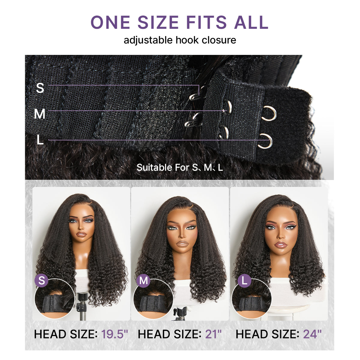 Halo Hair Style All-Day Comfort Wig PartingMax Natural Black Kinky Straight to Curly 7x6 Closure HD Lace Glueless Wig Pre Cut Lace