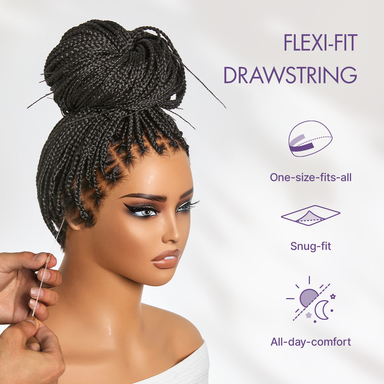 OwnScalp Lightweight Salon-Like Braids with a Real Scalp Look Full HD Lace Knotless Box Braided Wig Flexi-Fit Invisi Drawstring Cap - US Only
