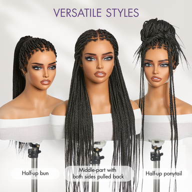 OwnScalp Lightweight Salon-Like Braids with a Real Scalp Look Full HD Lace Knotless Box Braided Wig Flexi-Fit Invisi Drawstring Cap - US Only