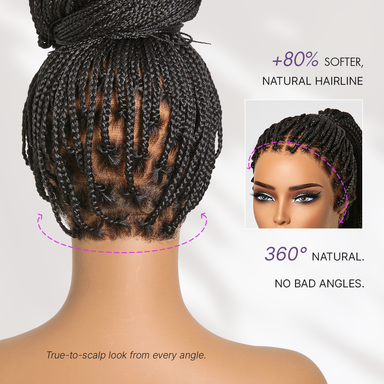 OwnScalp Lightweight Salon-Like Braids with a Real Scalp Look Full HD Lace Knotless Box Braided Wig Flexi-Fit Invisi Drawstring Cap - US Only