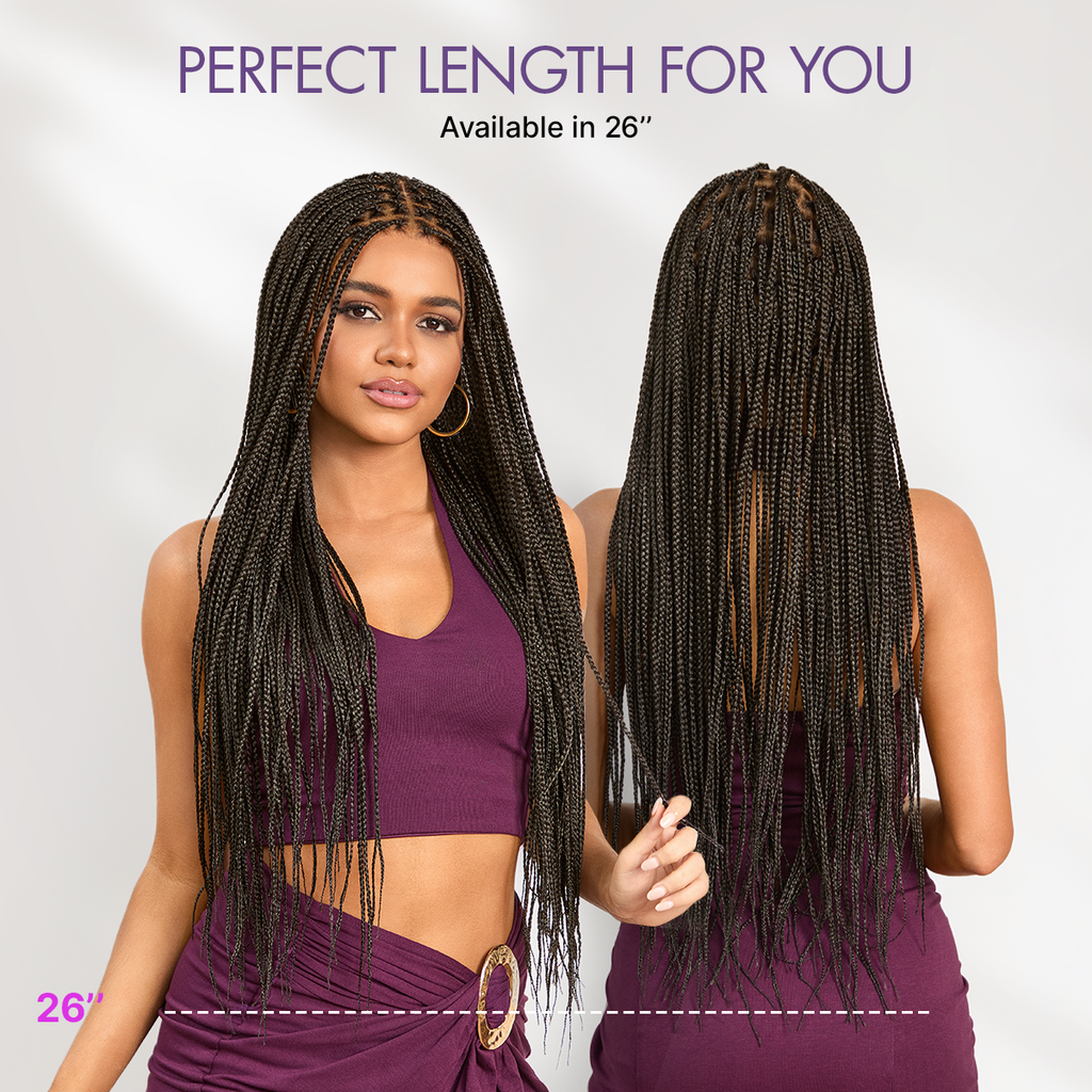OwnScalp Lightweight Salon-Like Braids with a Real Scalp Look Full HD Lace Knotless Box Braided Wig Flexi-Fit Invisi Drawstring Cap - US Only