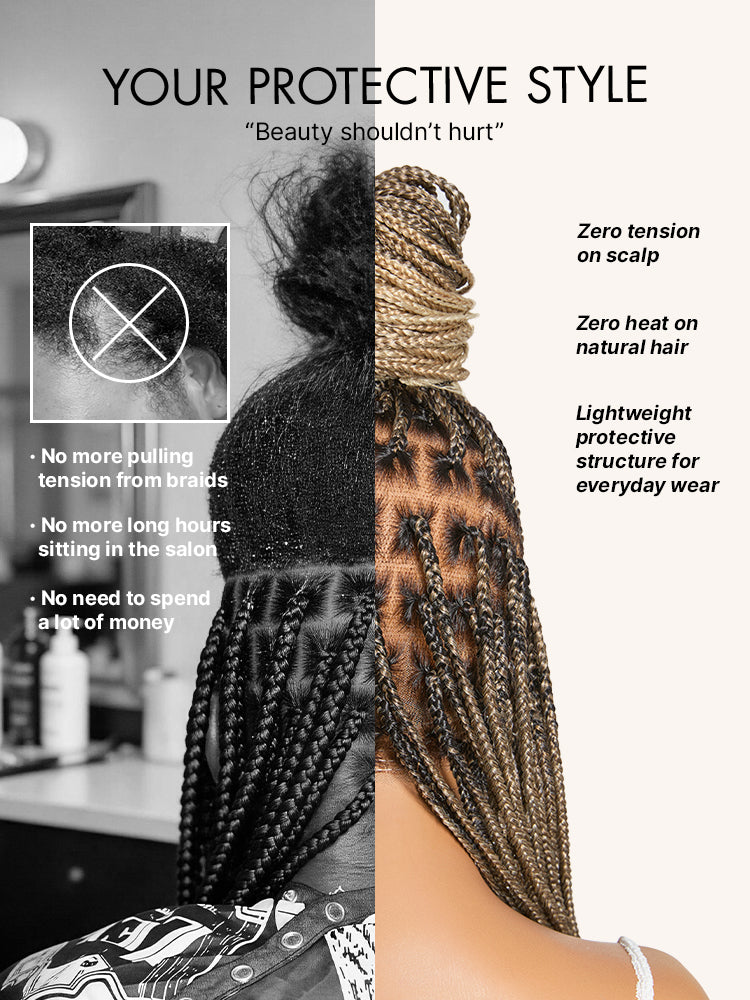 OwnScalp™ 613 Blonde Salon-Like Braids with a Real Scalp Look Full HD Lace Knotless Box Braided Wig Drawstring Cap - US Only-21