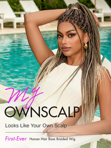 OwnScalp Lightweight Salon-Like Braids with a Real Scalp Look Full HD Lace Knotless Box Braided Wig Flexi-Fit Invisi Drawstring Cap - US Only