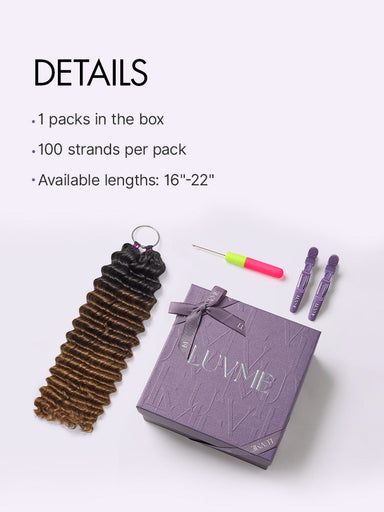 Readitress Pre-Separated Feather Crochet Human Hair for Miracle Knots Boho Braids | Ombre Brown Deep Wave Protective Style (Free Gifts Included)