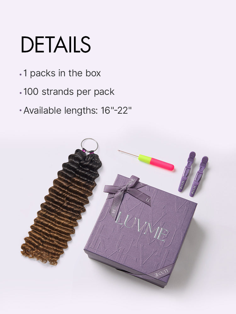 Readitress Pre-Separated Feather Crochet Human Hair for Miracle Knots Boho Braids | Ombre Brown Deep Wave Protective Style (Free Gifts Included)