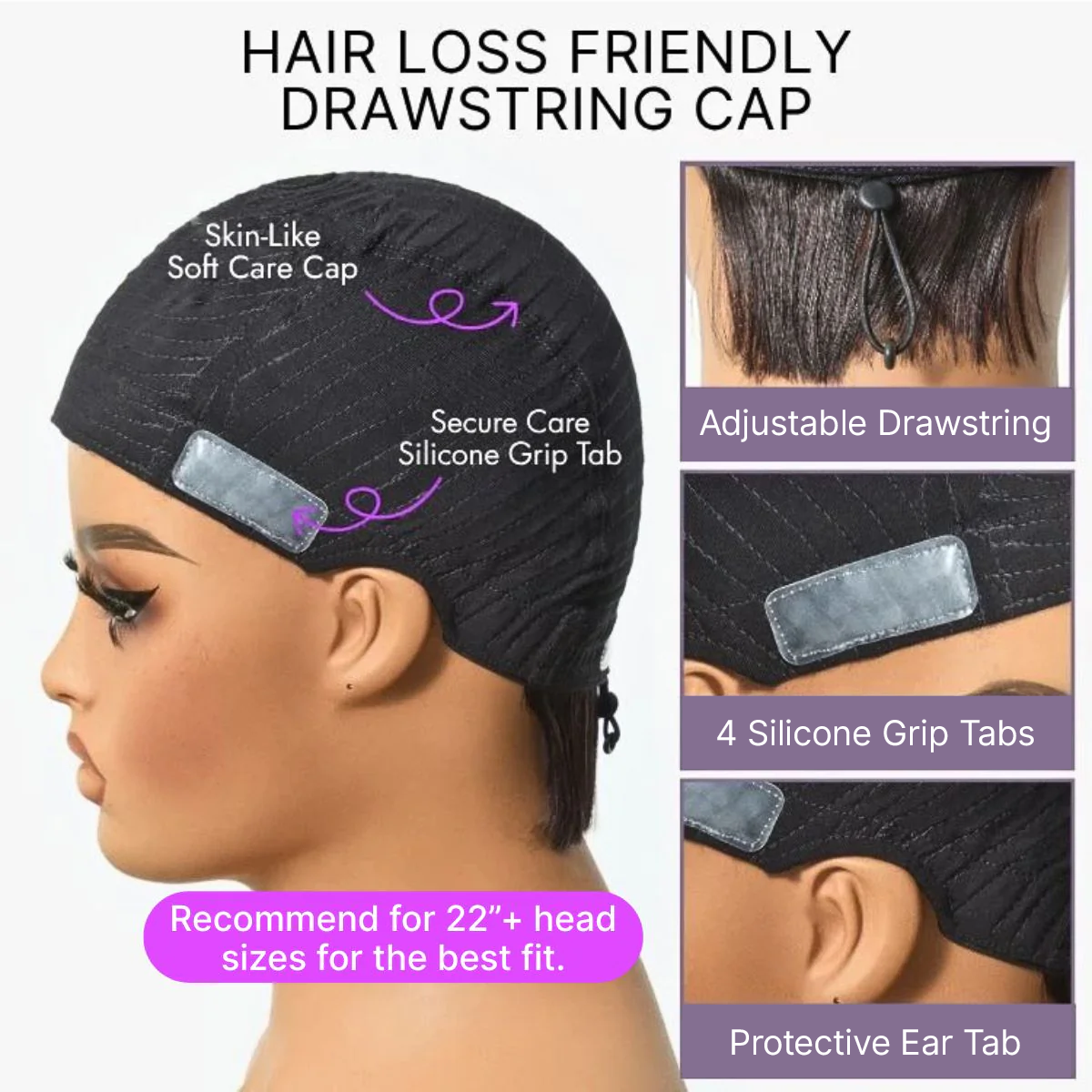 Exclusive Sale | Throw On & Go Short Cut with Bangs Wig Ultra Comfort Cotton Cap Glueless Wig Hair Loss Friendly - US Only