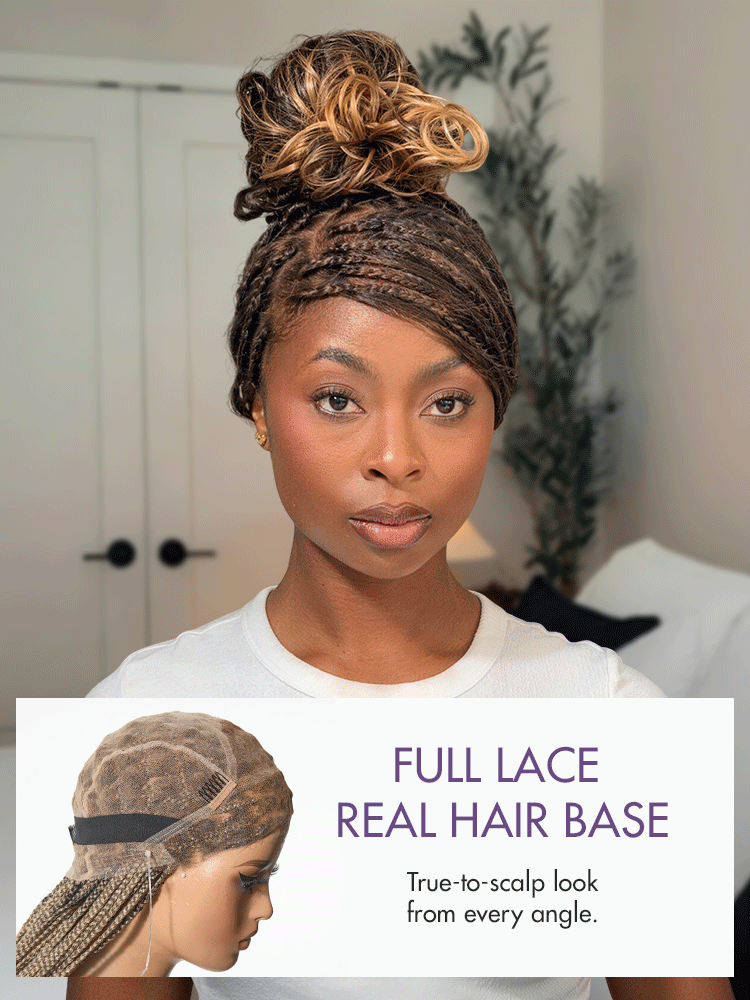 OwnScalp 613 Blonde Lightweight Salon-Like Braids with a Real Scalp Look Full HD Lace Knotless Box Braided Wig Drawstring Cap - US Only