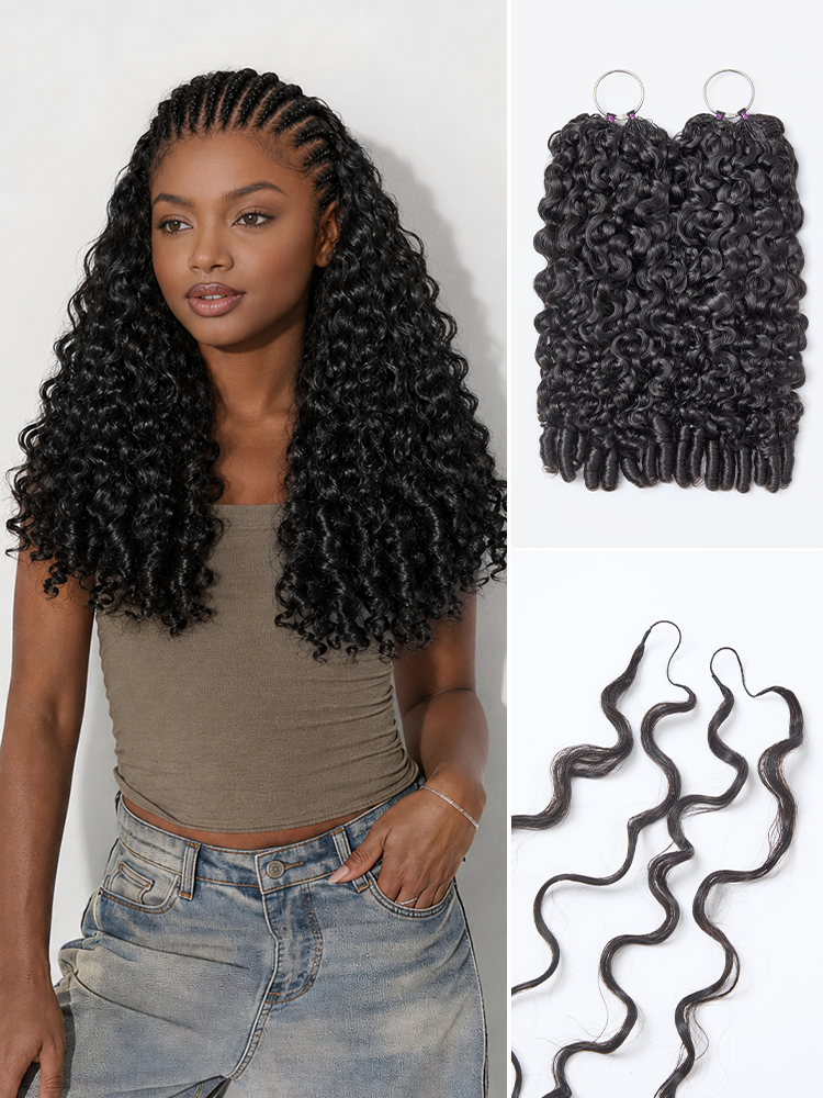 Readitress Pre-Separated Feather Crochet Human Hair for Miracle Knots Boho Braids | Burmese Curly Finger Coil Ends Protective Style (Free Gifts Included) - US Only