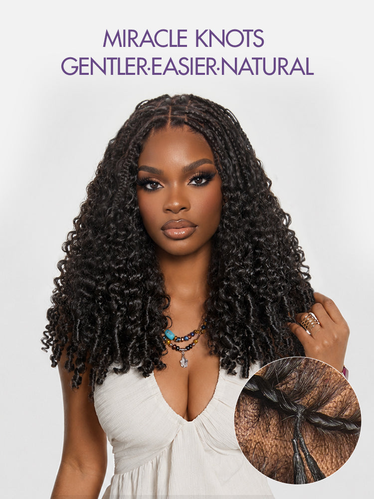 Readitress Pre-Separated Feather Crochet Human Hair for Miracle Knots Boho Braids | Burmese Curly Finger Coil Ends Protective Style (Free Gifts Included) - US Only