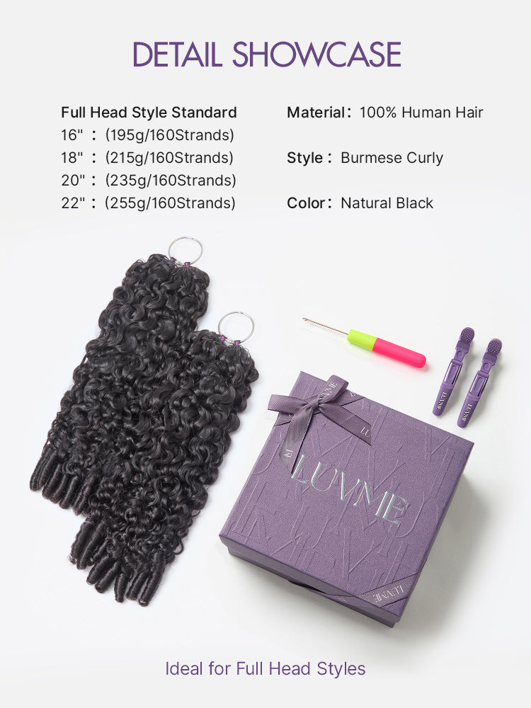 Readitress Pre-Separated Feather Crochet Human Hair for Miracle Knots Boho Braids | Burmese Curly Finger Coil Ends Protective Style (Free Gifts Included) - US Only