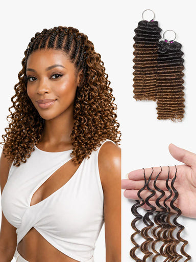 Halo Hair Style Hair-Readitress Pre-Separated Feather Crochet Human Hair for Miracle Knots Boho Braids | Deep Wave, Kinky Straight, and Burmese Curly Protective Style (Free Gifts Included) - US Only