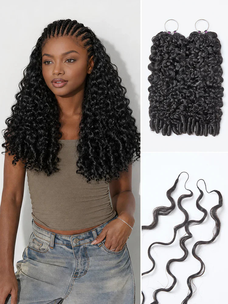 Halo Hair Style Hair-Readitress Pre-Separated Feather Crochet Human Hair for Miracle Knots Boho Braids | Deep Wave, Kinky Straight, and Burmese Curly Protective Style (Free Gifts Included) - US Only
