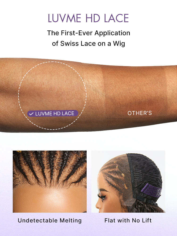 Natural Black Boho Cornrow Braids 13x4 Frontal Lace Deep Curly Long Wig Pre-cut Lace-13