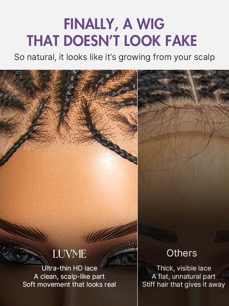 Boho Fulani Braids Water Wave 13x4 Frontal Lace Wig Pre-cut Lace Human Hair-11