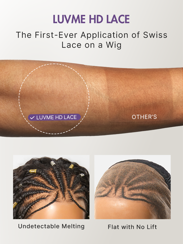 Boho Fulani Braids Water Wave 13x4 Frontal Lace Wig Pre-cut Lace Human Hair-13
