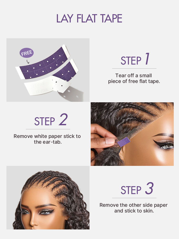 Readitress Knotless Fulani Braids Deep Wave Glueless Ear-to-ear 13x4 Frontal HD Lace Wig Human Hair