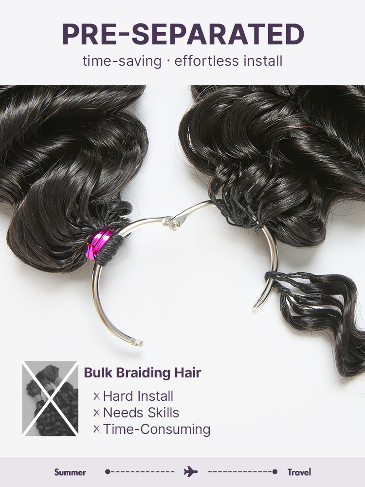 Readitress Pre-Separated Feather Crochet Human Hair for Miracle Knots Boho Braids | Deep Wave, Burmese Curly Protective Style (Free Gifts Included)  - US Only