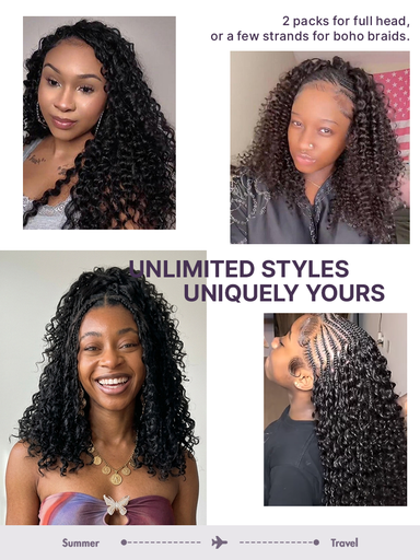 Readitress Pre-Separated Feather Crochet Human Hair for Miracle Knots Boho Braids | Deep Wave, Burmese Curly Protective Style (Free Gifts Included)  - US Only