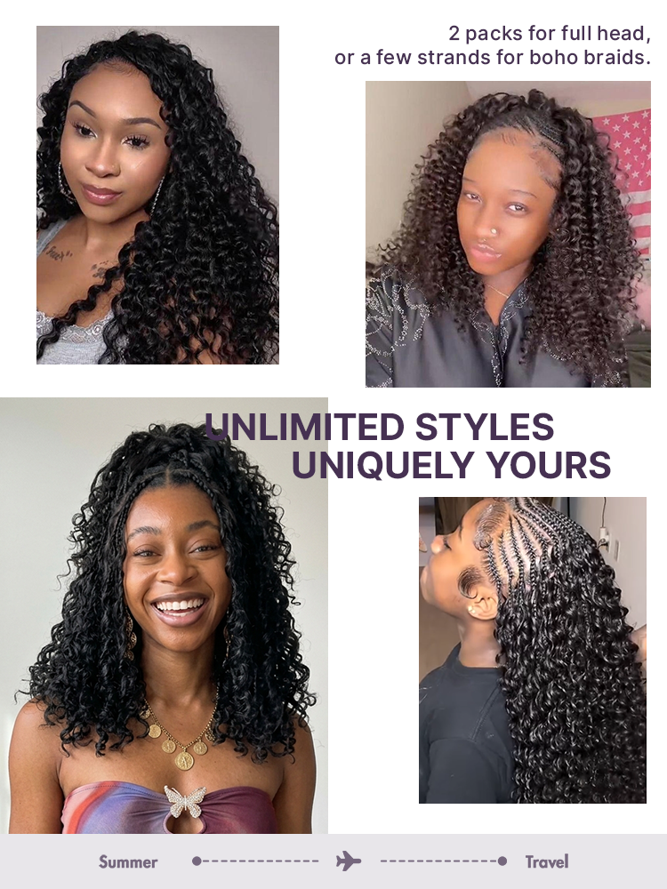 Readitress Pre-Separated Feather Crochet Human Hair for Miracle Knots Boho Braids | Deep Wave, Burmese Curly Protective Style (Free Gifts Included)  - US Only
