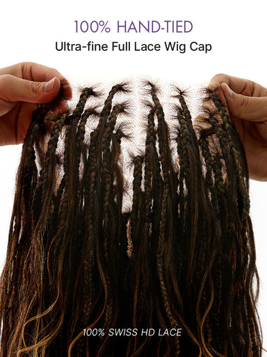 OwnScalpOmbre Honey Blonde French Curl Knotless Boho Braids HD Full Lace Long Wig Flexi Fit Invisi Drawstring Cap - US Only