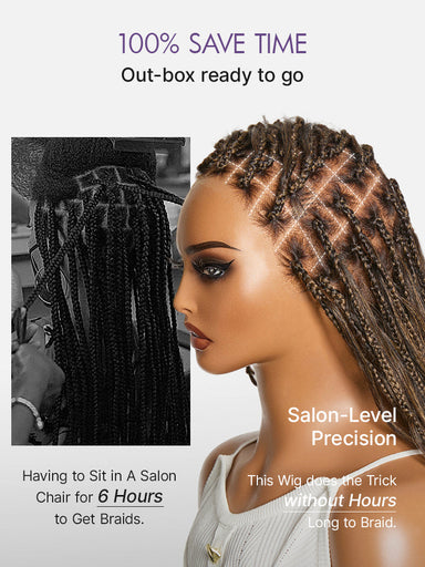 OwnScalpOmbre Honey Blonde French Curl Knotless Boho Braids HD Full Lace Long Wig Flexi Fit Invisi Drawstring Cap - US Only