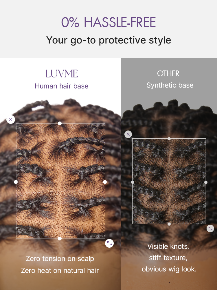 OwnScalp French Curl Knotless Boho Braids HD Full Lace Long Wig Flexi Fit Invisi Drawstring Cap - US Only