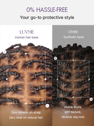 OwnScalp French Curl Knotless Boho Braids HD Full Lace Long Wig Flexi Fit Invisi Drawstring Cap - US Only