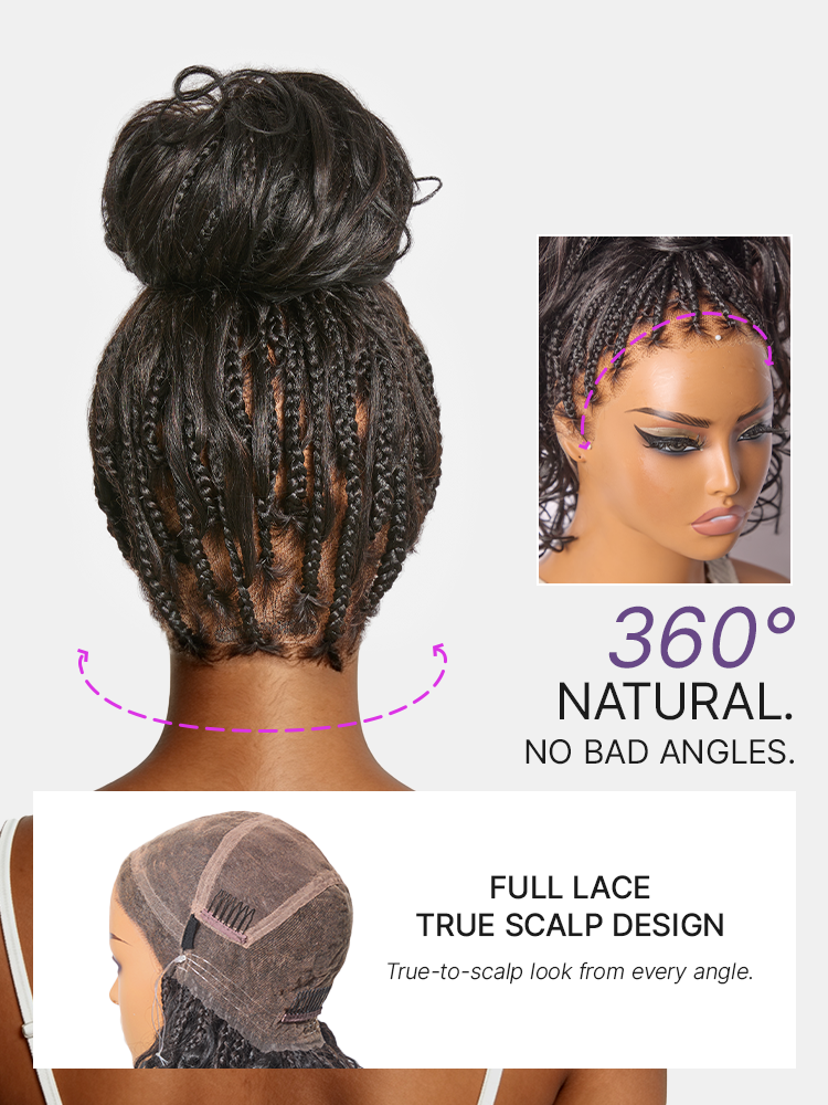 OwnScalp French Curl Knotless Boho Braids HD Full Lace Long Wig Flexi Fit Invisi Drawstring Cap - US Only