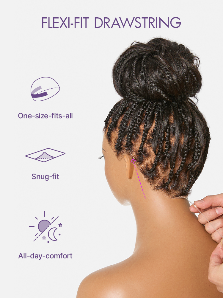 OwnScalp French Curl Knotless Boho Braids HD Full Lace Long Wig Flexi Fit Invisi Drawstring Cap - US Only
