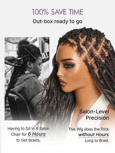 OwnScalp French Curl Knotless Boho Braids HD Full Lace Long Wig Flexi Fit Invisi Drawstring Cap - US Only