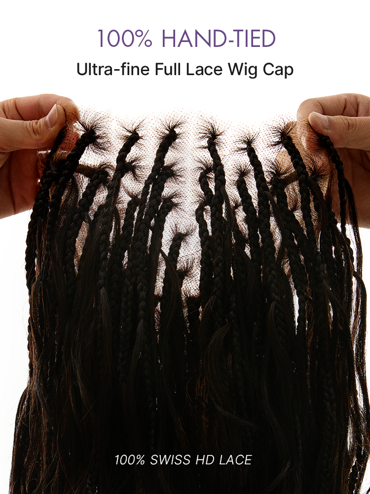 OwnScalp French Curl Knotless Boho Braids HD Full Lace Long Wig Flexi Fit Invisi Drawstring Cap - US Only