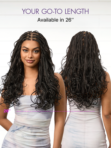 OwnScalp French Curl Knotless Boho Braids HD Full Lace Long Wig Flexi Fit Invisi Drawstring Cap - US Only