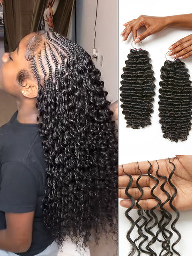 Readitress Pre-Separated Feather Crochet Human Hair for Miracle Knots Boho Braids | Deep Wave, Burmese Curly Protective Style (Free Gifts Included)  - US Only