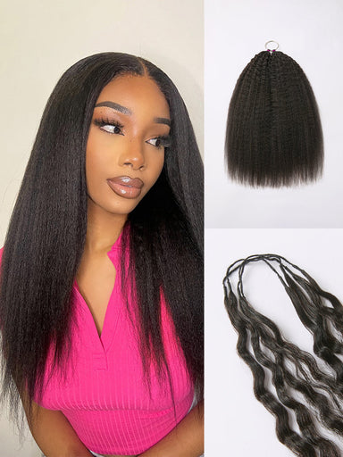 Halo Hair Style Hair-Readitress Pre-Separated Feather Crochet Human Hair for Miracle Knots Boho Braids | Deep Wave, Kinky Straight, and Burmese Curly Protective Style (Free Gifts Included) - US Only