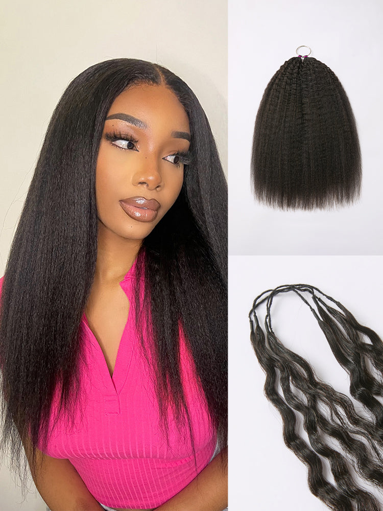 Halo Hair Style Hair-Readitress Pre-Separated Feather Crochet Human Hair for Miracle Knots Boho Braids | Deep Wave, Kinky Straight, and Burmese Curly Protective Style (Free Gifts Included) - US Only
