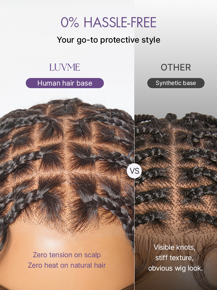 OwnScalp HD Full Lace Knotless Boho Curls Braided Bob Pre-Cut Lace Wig Flexi Fit Invisi Drawstring Cap