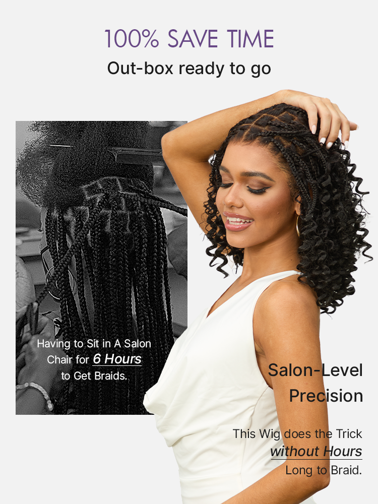OwnScalp HD Full Lace Knotless Boho Curls Braided Bob Pre-Cut Lace Wig Flexi Fit Invisi Drawstring Cap