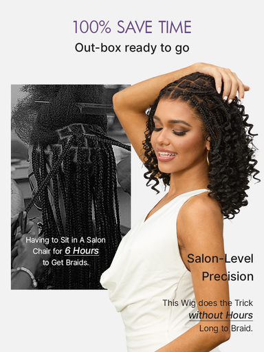 OwnScalp HD Full Lace Knotless Boho Curls Braided Bob Pre-Cut Lace Wig Flexi Fit Invisi Drawstring Cap