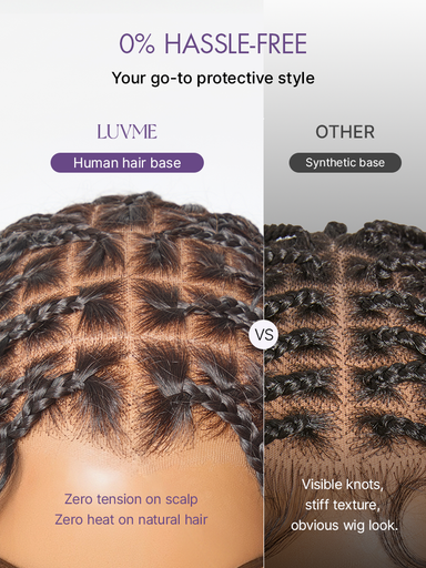 OwnScalp  Light Weight Flexi-Fit Invisi Drawstring Cap Full Lace Knotless Boho Curls Braided Long Wig Super Natural Scalp Pre-Cut Lace