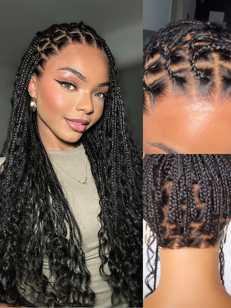 Melted Hair Natural Black Curly Wig Full Lace Pre-Cut Lace Wig – Style 8442