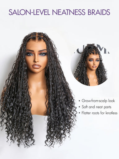 Melted Hair Natural Black Curly Wig Full Lace Pre-Cut Lace Wig – Style 8442