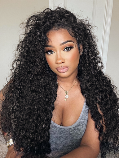 Halo Hair Style Too Easy Texture 3-In-1 Half Wig 180% Density Water Wave Glueless Flexi-Fit Drawstring Wig