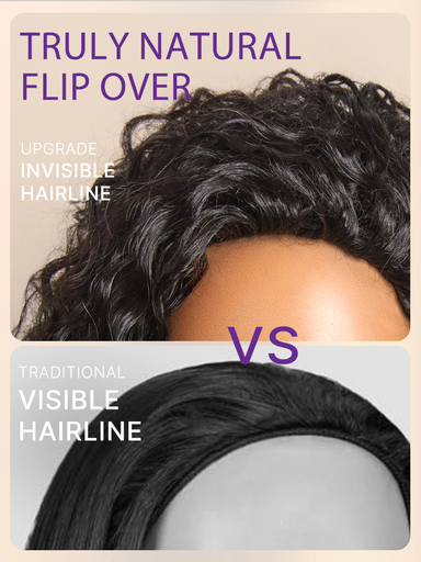 Halo Hair Style Too Easy Texture 3-In-1 Half Wig 180% Density Water Wave Glueless Flexi-Fit Drawstring Wig